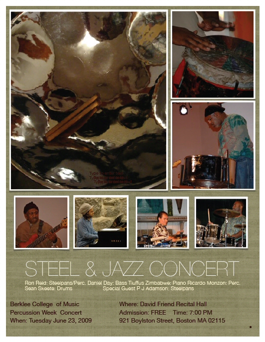 Steel and Jazz Concert featuring Ron Reid Sunsteel June 23, 2009 - click for flyer